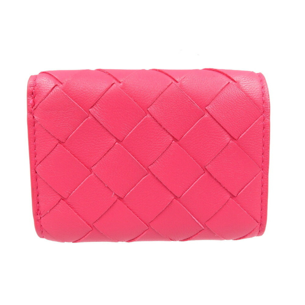 BOTTEGA VENETA Intrecciato Lambskin Pink Trifold Wallet - Picture 2 of 8
